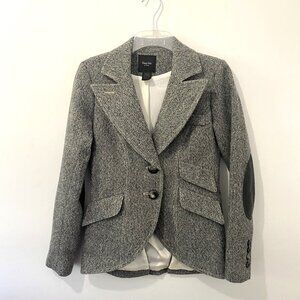 Smythe Les Vestes Gray Wool Blazer Leather Elbow Patches Women's Size 8